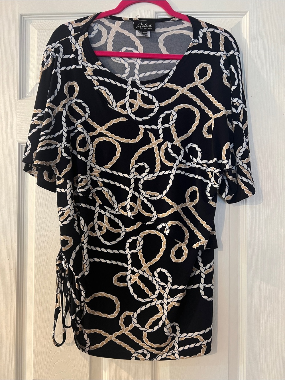 NEW Artex Womens Nautical Navy Rope Print Tunic Top XL